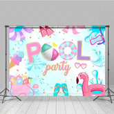 Aperturee Aperturee Summer Pool Party Backdrop for Kids Pink Flamingo and Beach Ball Fun Banner Tropical Birthday Photo Booth Prop